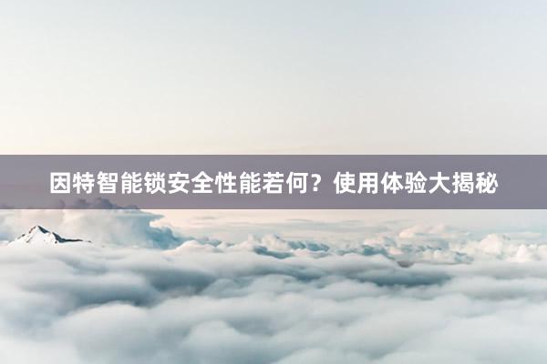 因特智能锁安全性能若何？使用体验大揭秘