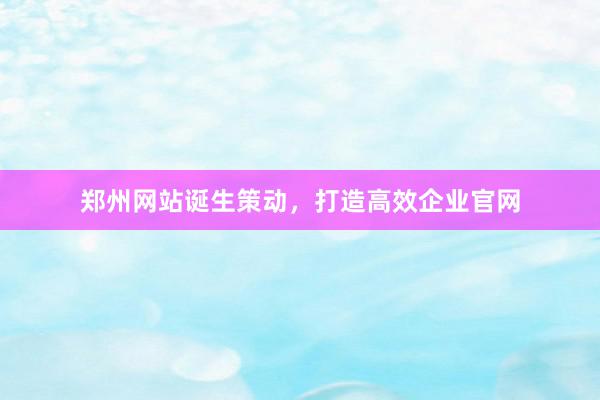 郑州网站诞生策动，打造高效企业官网